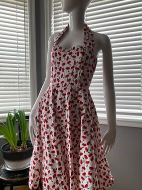 Pin up style cherry halter dress
